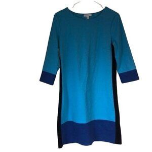 New York & Company Colorblock Dress Turquoise & Navy 3/4 Sleeve Womens Size S